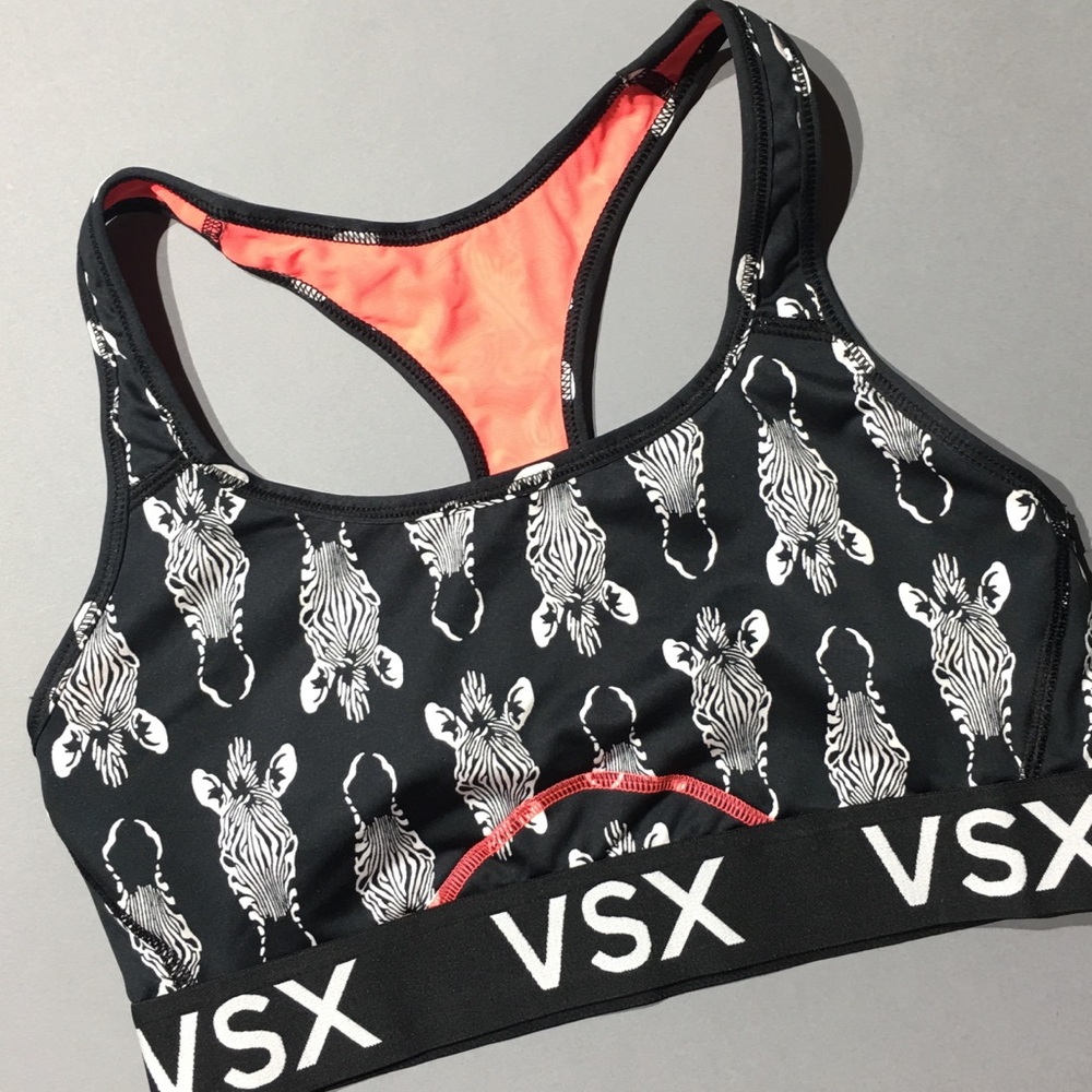 Victoria Secret Racerback Sport Bra animal print zebra NWT